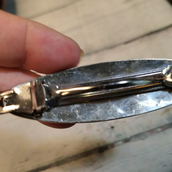 Vintage Mexican Style Mother of Pearl Butterfly Barrette Purple White Silver - Picture 5 of 6